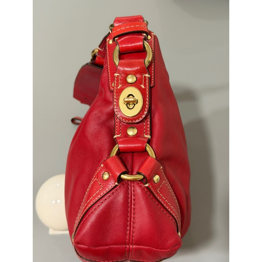 Coach 10615 Ergo Hobo Bag Womens Red Leather Brass Hardware Good Condition - Picture 8 of 16
